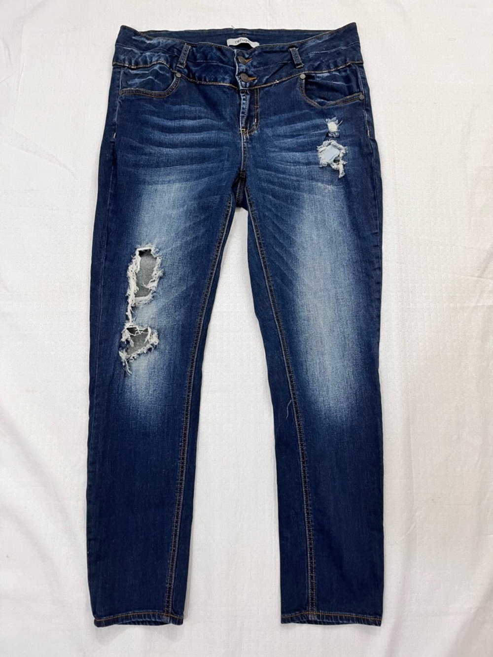 refuge Dark Indigo Distressed Skinny Jeans size 16